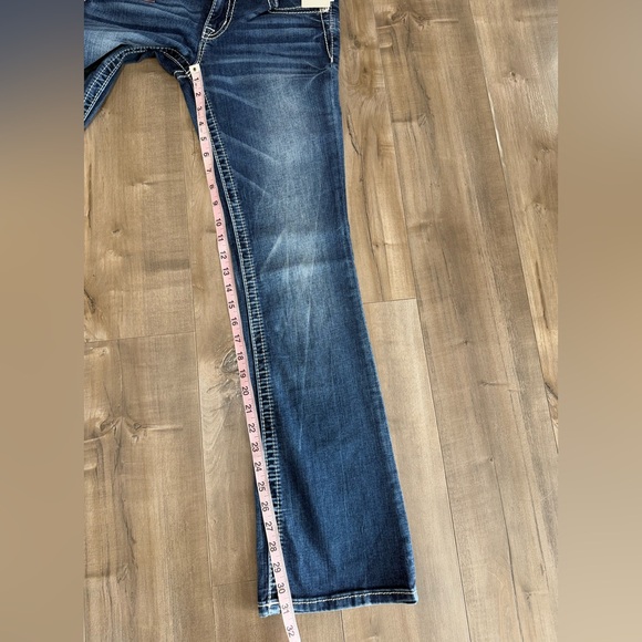 NEW Miss Me Chloe Boot Cut Jeans Women 28 Feather Wing‎ Bling Denim Stitching - Picture 7 of 8